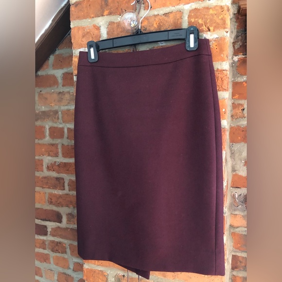 J Crew Number 2 Pencil Skirt Maroon Double-Serge Wool - Picture 2 of 8